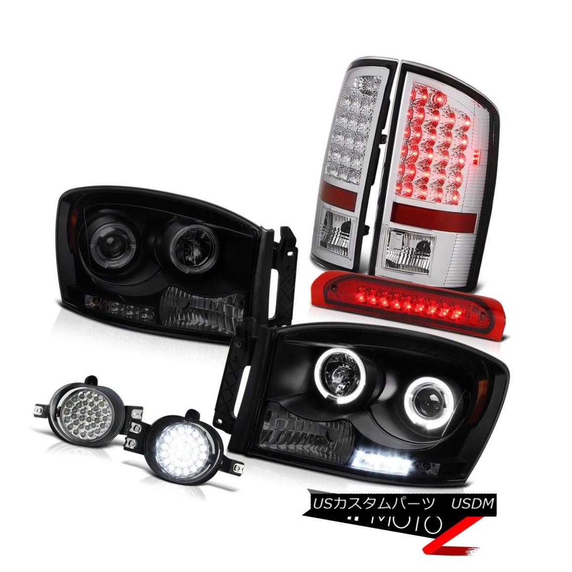 テールライト 06 Ram 1500 Halo SINSTER BLACK Headlights L.E.D DRL System Top Mount Brake Lamps 06 Ram 1500 Halo SINISTER BLACKヘッドライトL.E.D DRLシステムトップマウントブレーキランプ 【並行輸入品】