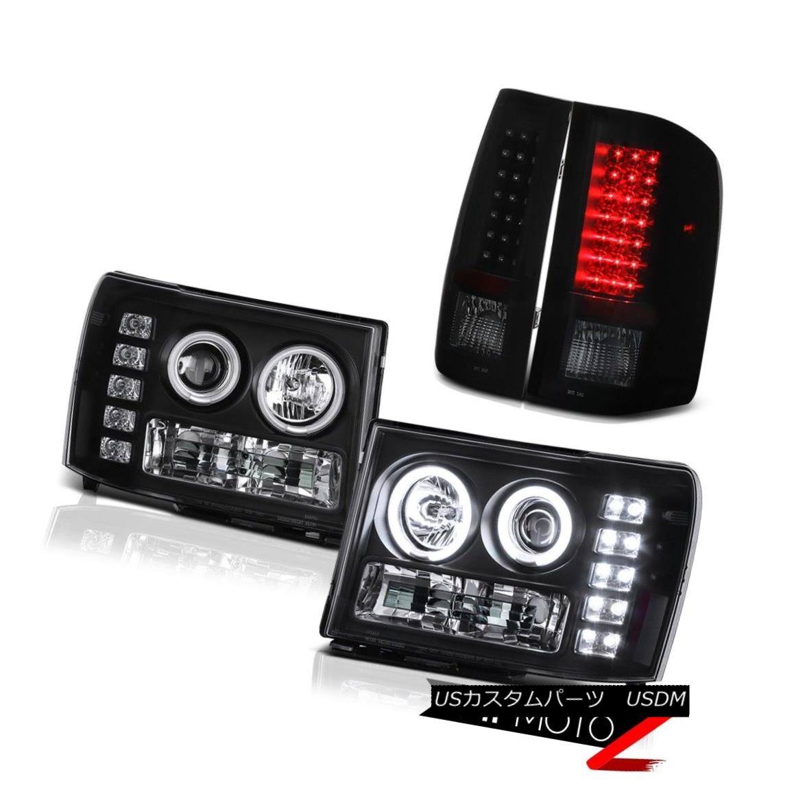 テールライト 08-14 Sierra 3500HD Denali Angel Eye DRL Projector Headlight LED Brake Tail Lamp 08-14シエラ3500HDデナリエンジェルアイDRLプロジェクターヘッドライトLEDブレーキテールランプ 【並行輸入品】