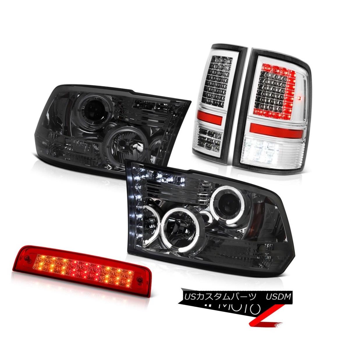 テールライト 09 10 11-18 Dodge RAM 3500 Euro Clear Led Tail Light Red Brake Smokey Headlamps 09 10 11-18ダッジRAM 3500ユーロクリアテールライトレッドブレーキスモーキーヘッドランプ 【並行輸入品】
