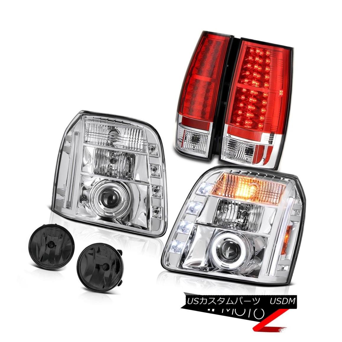 テールライト 07-14 GMC Yukon SLT Fog Lamps Red Clear Taillamps Euro Headlights SMD Halo Ring 07-14 GMCユーコンSLTフォグランプレッドクリアトライアングルユーロヘッドライトSMDハローリング 【並行輸入品】