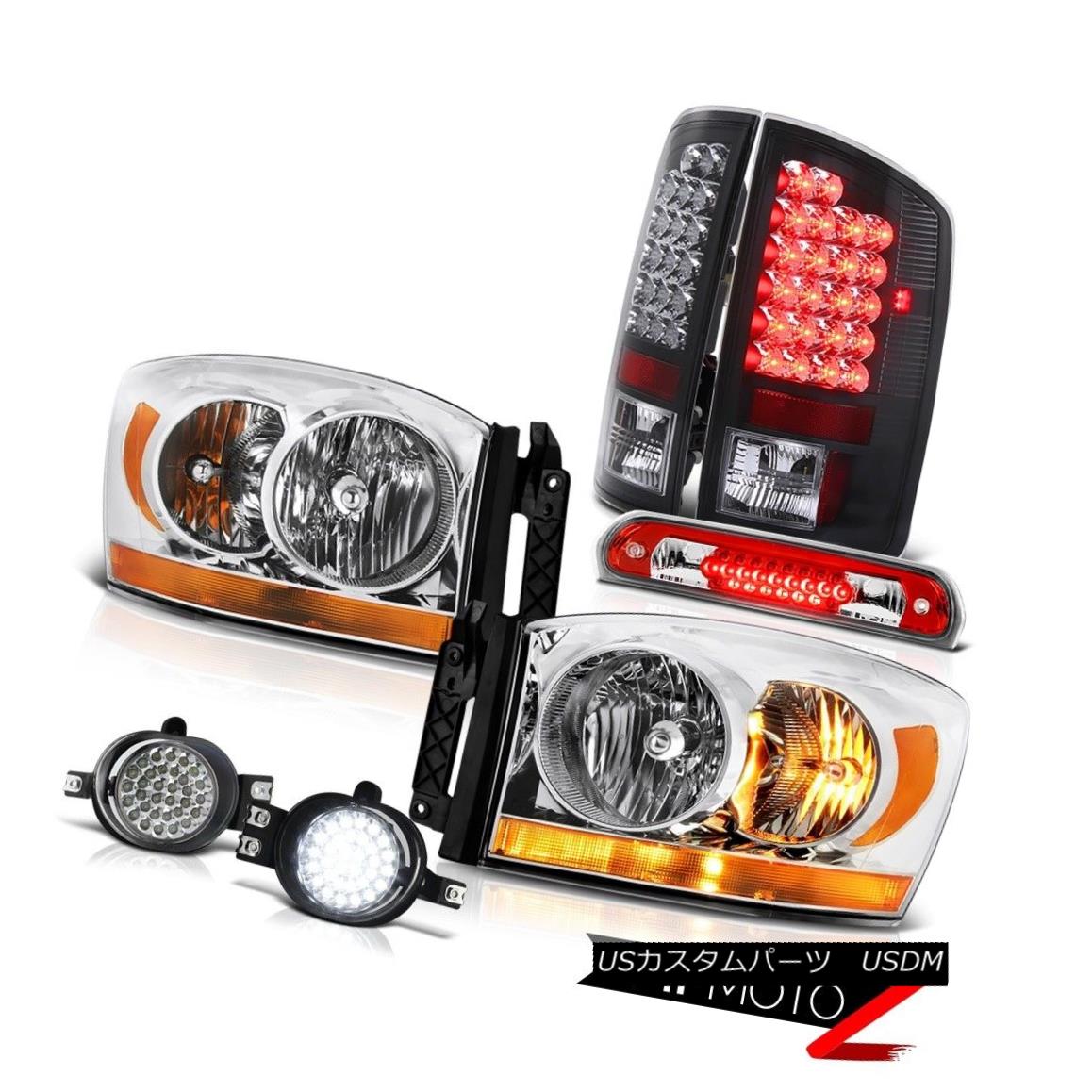 テールライト 07-08 Dodge Ram 1500 St Headlamps Fog Lamps Wine Red Third Brake Lamp Black Tail 07-08ダッジラム1500セントヘッドランプフォグランプワインレッド第3ブレーキランプブラックテール 【並行輸入品】