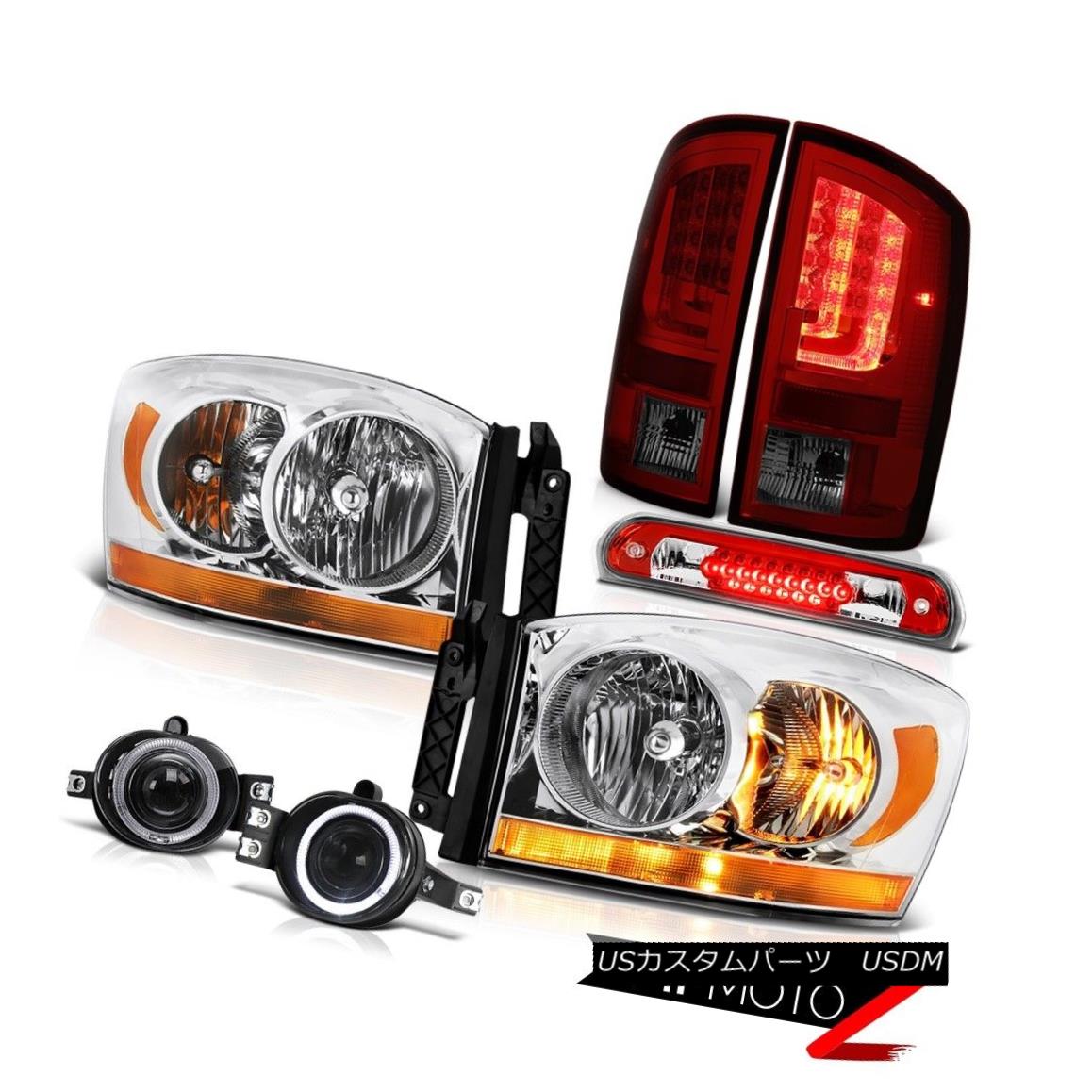テールライト 07-08 Dodge Ram 1500 SLT Rear Brake Lamps Headlamps Foglamps Red 3RD Lamp LED 07-08ダッジラム1500 SLTリアブレーキランプヘッドランプフォグランプ赤3RDランプLED 【並行輸入品】