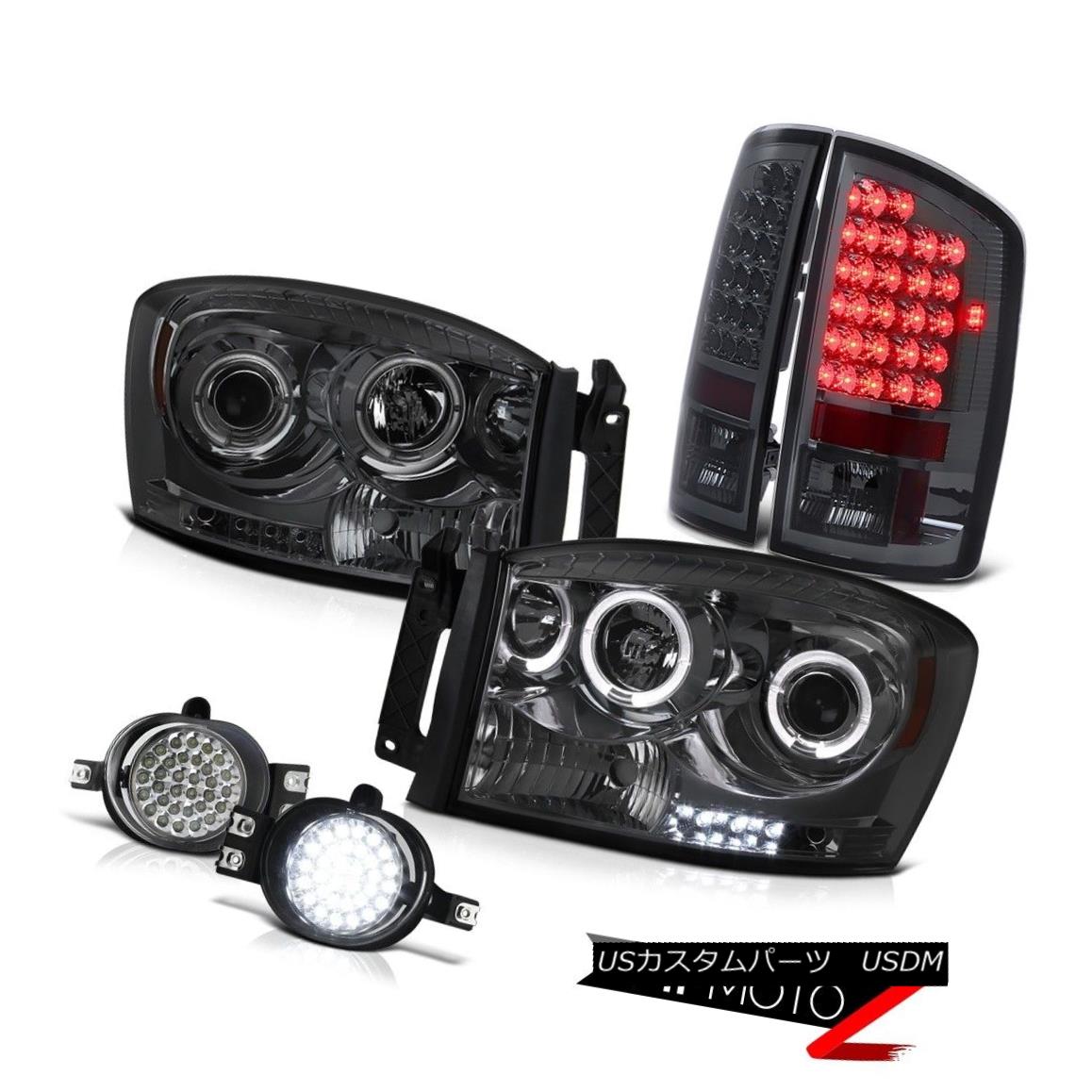 テールライト 07-08 DODGE RAM 1500/2500 {SMOKE} Halo Projector Headlights+FOG &amp; LED Tail Lamps 07-08 DODGE RAM 1500/2500 {SMOKE}ハロープロジェクターヘッドライト+ FOG＆amp; LEDテールランプ 【並行輸入品】｜カスタムパーツ WORLD倉庫