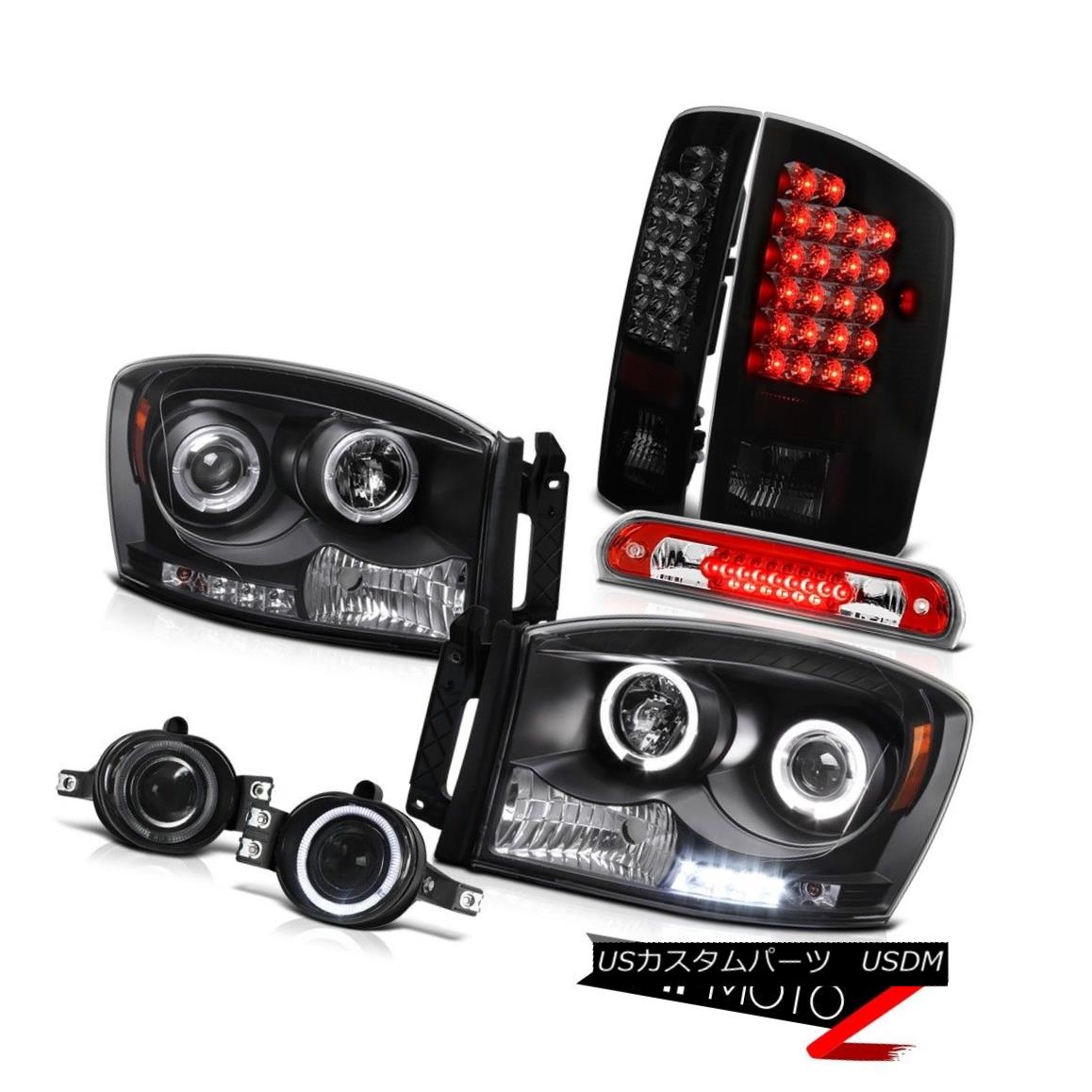 テールライト Black LED DRL Headlamps Smoke Tail Lights Glass Fog 3rd 2006 Dodge Ram PowerTech ブラックLED DRLヘッドライトスモークテールライトグラスフォッグ3rd 2006 Dodge Ram PowerTech 【並行輸入品】