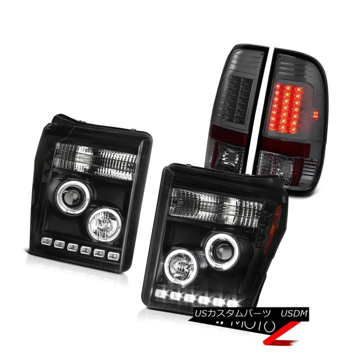 テールライト 11-16 Ford F350 Superduty Graphite Smoke Rear Brake Lights Headlamps Halo Ring 11-16 Ford F350 Superduty Graphite SmokeリアブレーキライトヘッドランプHalo Ring 【並行輸入品】