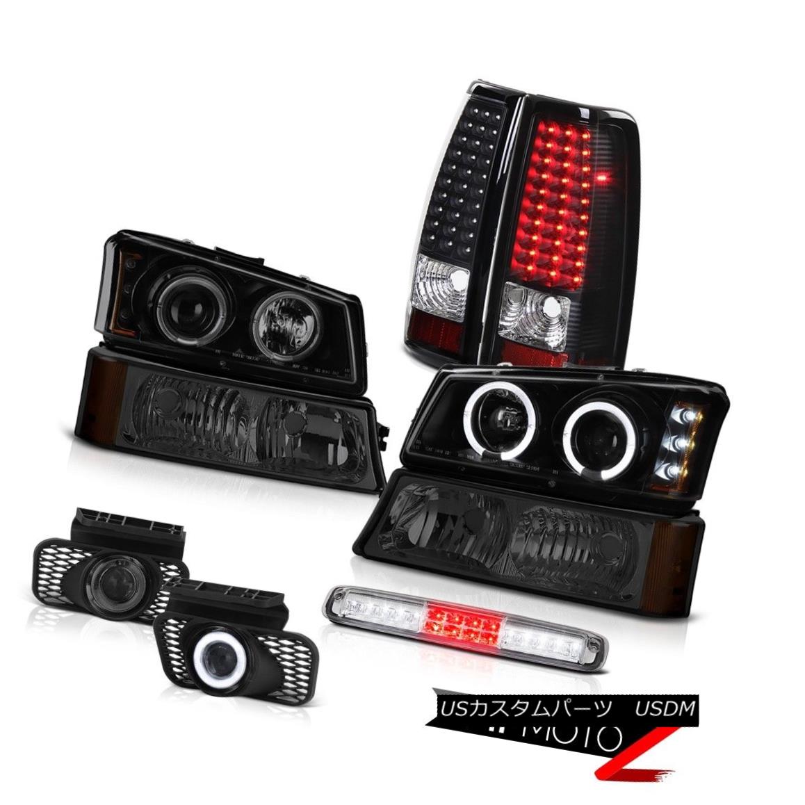 テールライト 03-06 Silverado Bumper Lamp Third Brake Foglights Headlights Black Tail Lights 03-06シルバラードバンパーランプサードブレーキフォグライトヘッドライトブラックテールライト 【並行輸入品】