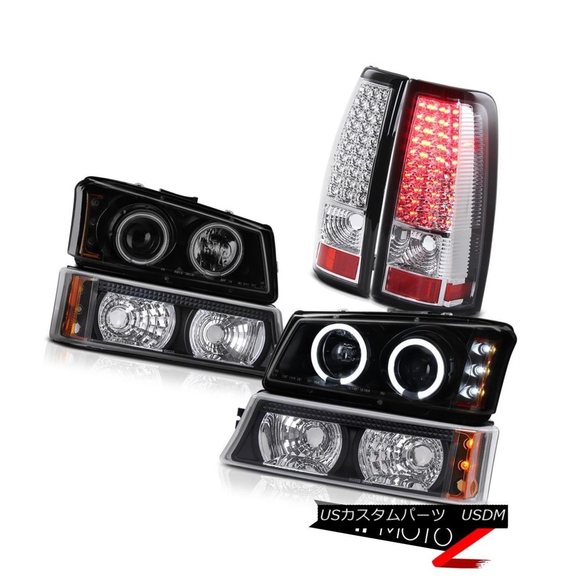 テールライト CCFL Smoke Black Angel Eye Headlamp LED Taillamps 2003-2006 Silverado Vortec Max CCFLスモークブラックエンジェルアイヘッドランプLEDタイルランプ2003-2006 Silverado Vortec Max 【並行輸入品】