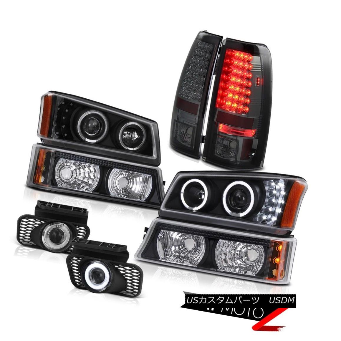 テールライト Matte Black LED Headlight Bumper Parking Lamp Smoke DRL Foglight 05 06 Silverado マットブラックLEDヘッドライトバンパーパーキングランプスモークDRL Foglight 05 06シルバラード 【並行輸入品】