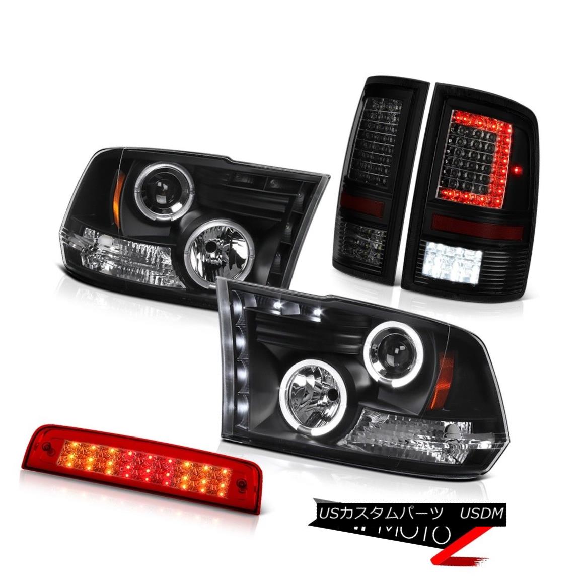 テールライト 2009-2018 Dodge RAM 1500 Tail Lights Rosso Red Third Brake Black Headlights PAIR 2009-2018ダッジRAM 1500テールライトロッソレッド第3ブレーキブラックヘッドライトペア 【並行輸入品】