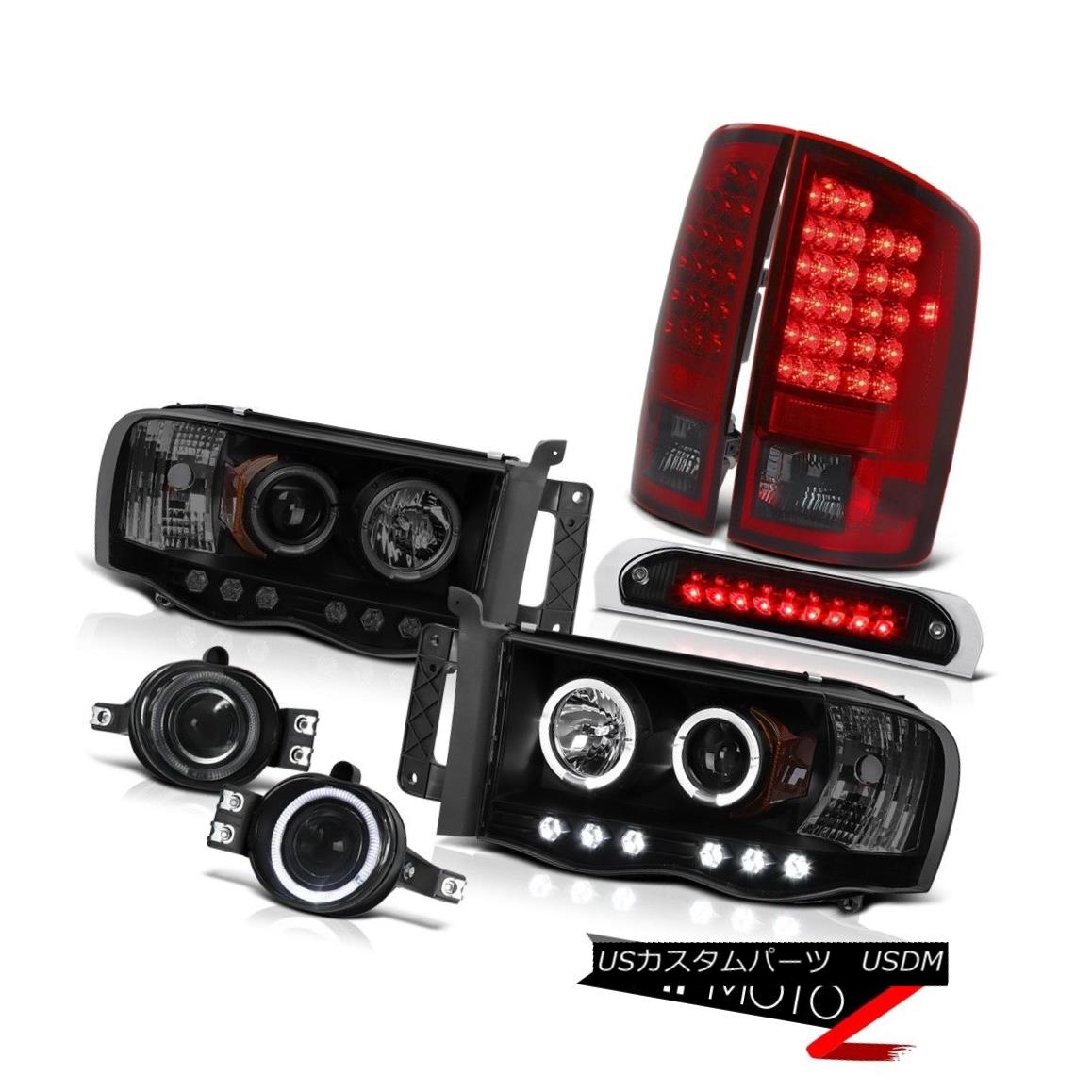 テールライト 02-05 Ram SLT Headlights Halo LED L.E.D Rear Lights Smokey Red Glass Fog Brake 02-05 Ram SLTヘッドライトHalo LED L.E.Dリアライトスモーキーレッドグラスフォグブレーキ 【並行輸入品】
