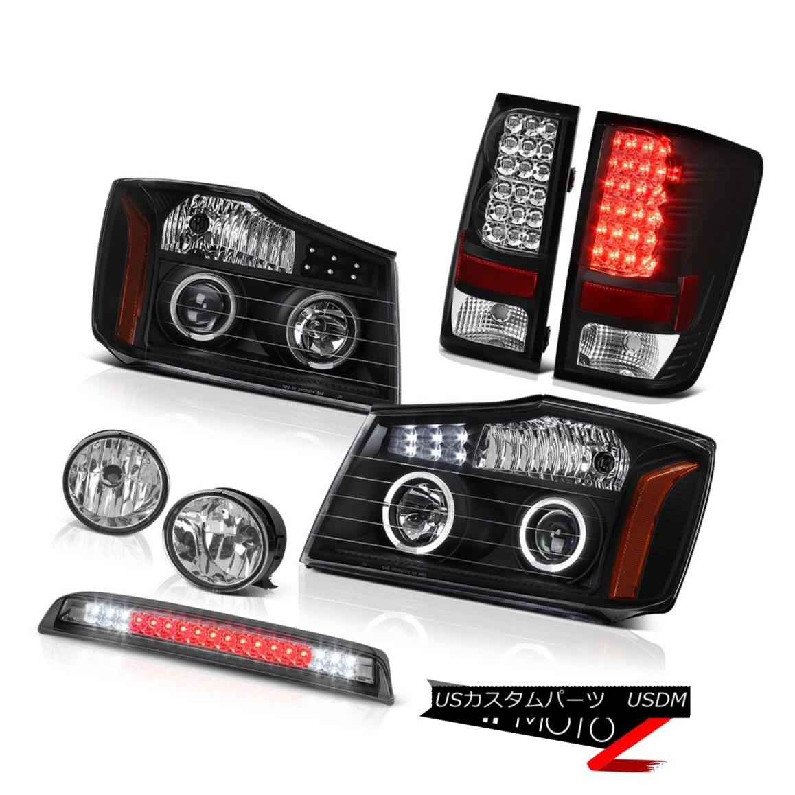 テールライト For 2004-2015 Titan Black Headlight Taillight SMD Halo Bumper Fog High LED Smoke 2004年?2015年タイタンブラックヘッドライトテールライトSMDハローバンパーフォグハイLED煙 【並行輸入品】