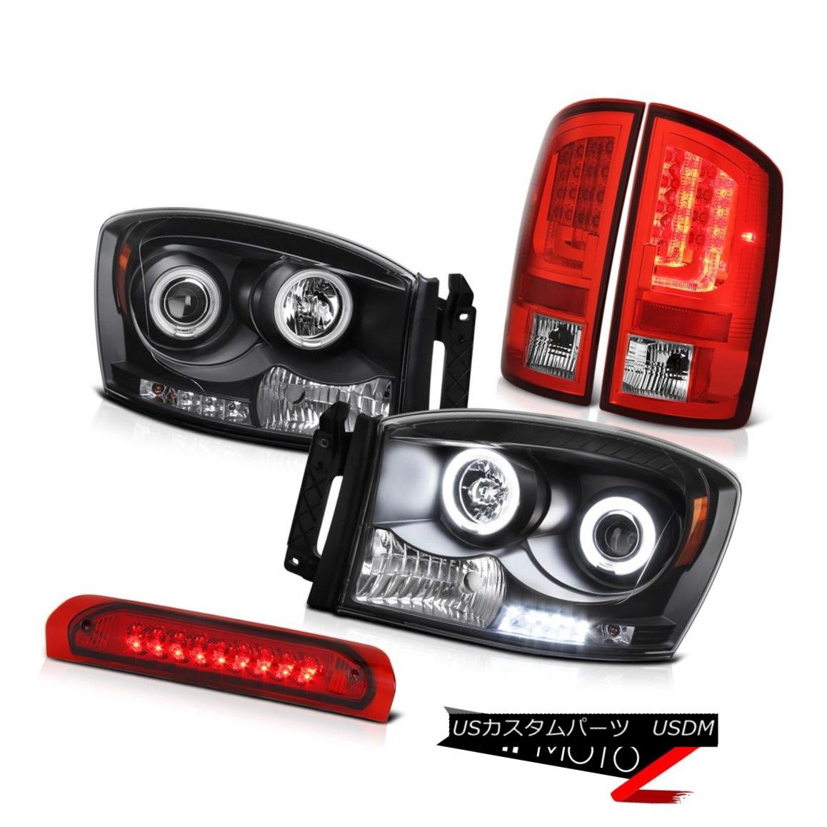 テールライト 07-08 Dodge Ram 1500 4.7L Red Tail Brake Lamps Headlights 3RD Lamp Ccfl Halo LED 07-08ダッジラム1500 4.7Lレッドテールブレーキランプヘッドライト3RDランプCcflハローLED 【並行輸入品】