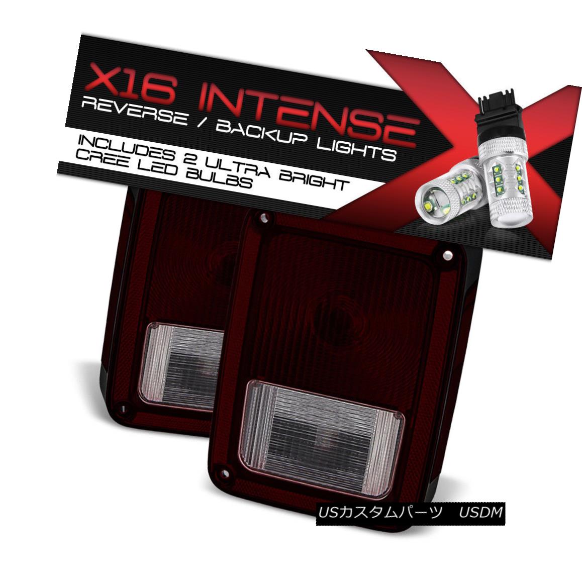 テールライト CREE LED REVERSE 2007-2018 Jeep Wrangler Dark Smoke Tinted Rear Tail Light Brake CREE LED REVERSE 2007-2018ジープラングラーダークスモークティンテッドリアテールライトブレーキ 【並行輸入品】