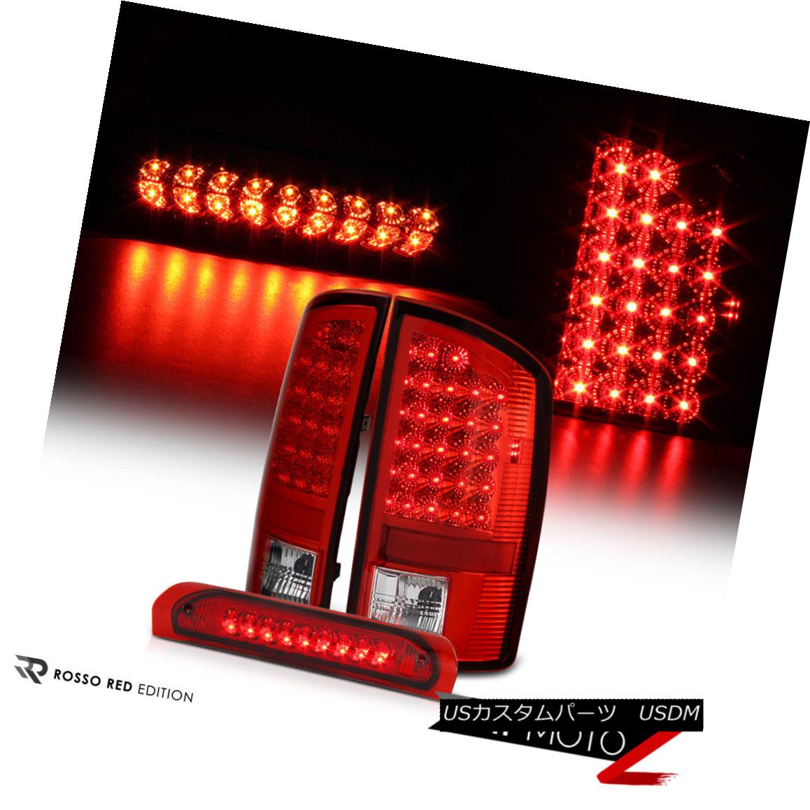 テールライト 07-09 Dodge Ram Red Full SMD LED Tail Signal Light+Center Cargo 3rd Brake Lamp 07-09ダッジラムレッドフルSMD LEDテールシグナルライト+センターカーゴ第3ブレーキランプ 【並行輸入品】