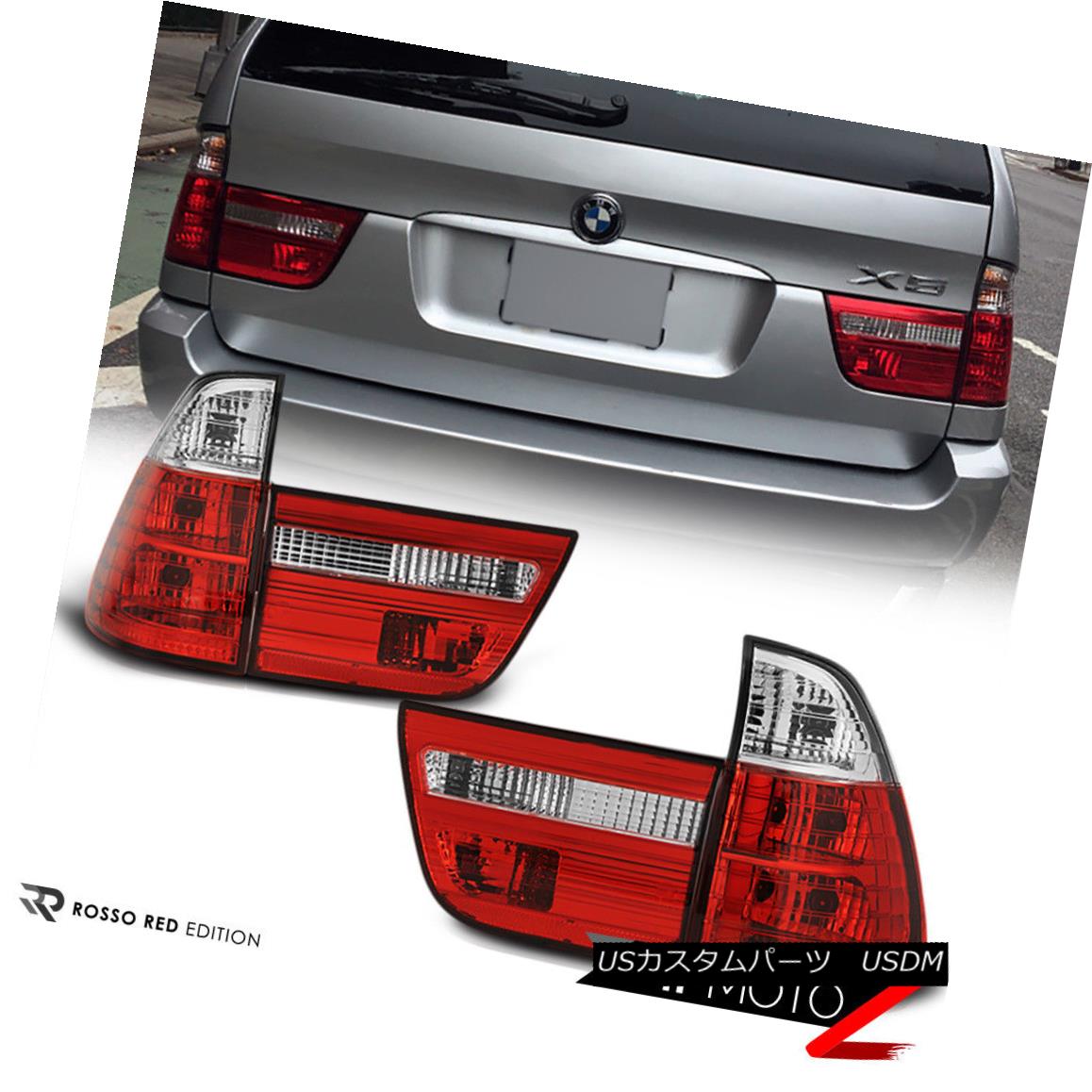 テールライト [EURO SPEC] BMW E53 X5 2000-2006 Red Clear 4PC Tail Light Brake Signal Lamp PAIR [ユーロスペック] BMW E53 X5 2000-2006レッドクリア4PCテールライトブレーキ信号ランプペア 【並行輸入品】