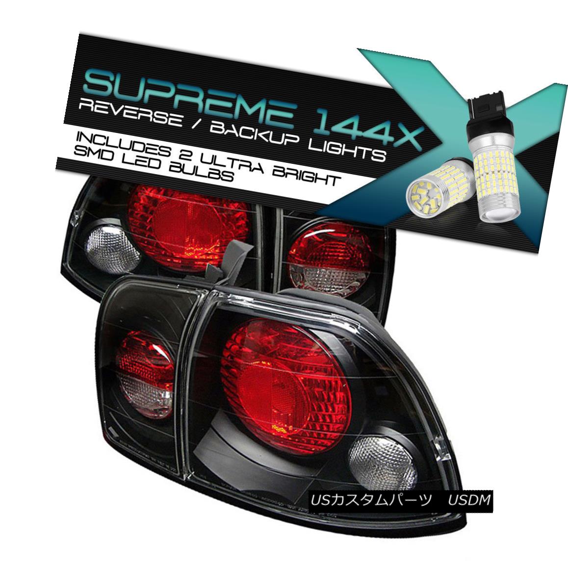 テールライト {360 DEGREE SMD REVERSE} Honda Accord 96-97 2/4DR JDM Black Tail Lights +Center {360°SMD REVERSE}ホンダアコード96-97 2 / 4DR JDMブラックテールライト+センター 【並行輸入品】