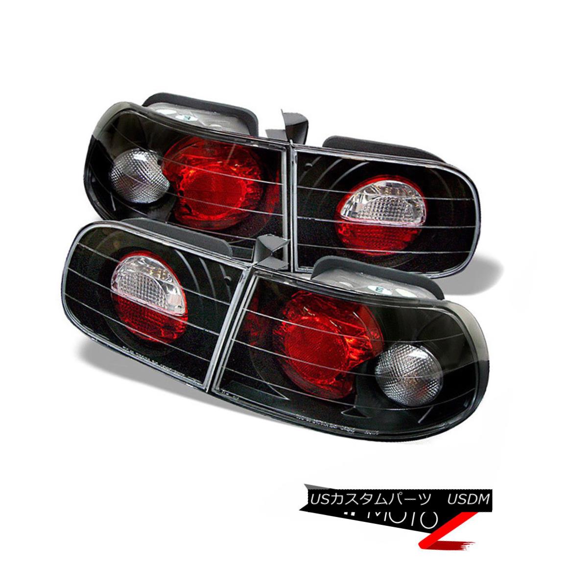 テールライト Honda Civic 92-95 EG 3DR CX/VX Hatchback 1.6 JDM Black Tail Light Lamp L+R 4PCS ホンダシビック92-95 EG 3DR CX / VXハッチバック1.6 JDMブラックテールライトランプL + R 4PCS 【並行輸入品】