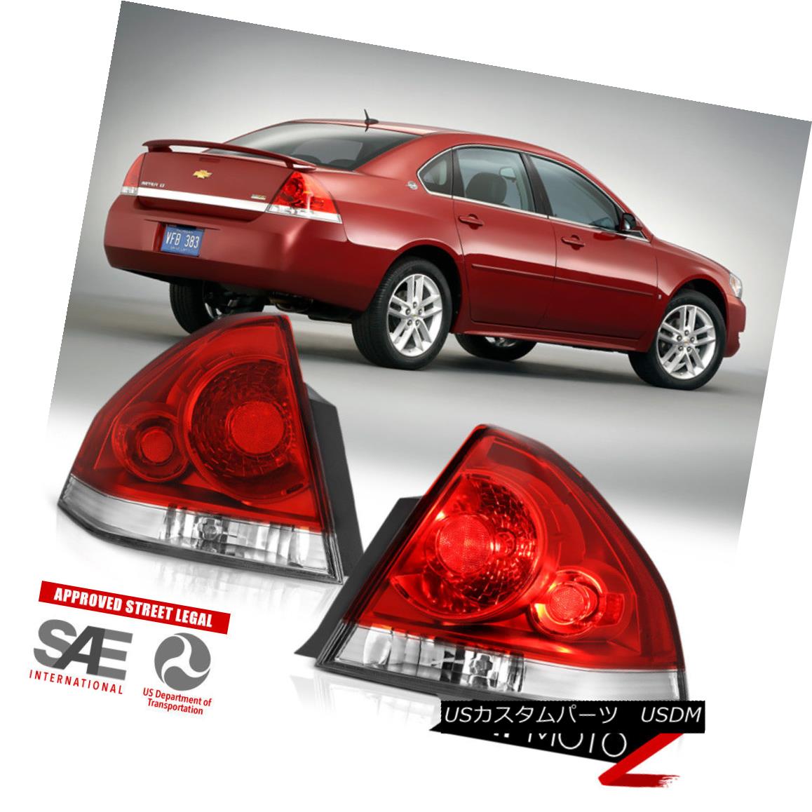 テールライト 06-13 Chevy Impala Red Clear Brake Singal Lamp Replacement Tail Light L+R Pair 06-13シボレーインパラレッドクリアブレーキシングルスランプ交換テールライトL + Rペア 【並行輸入品】