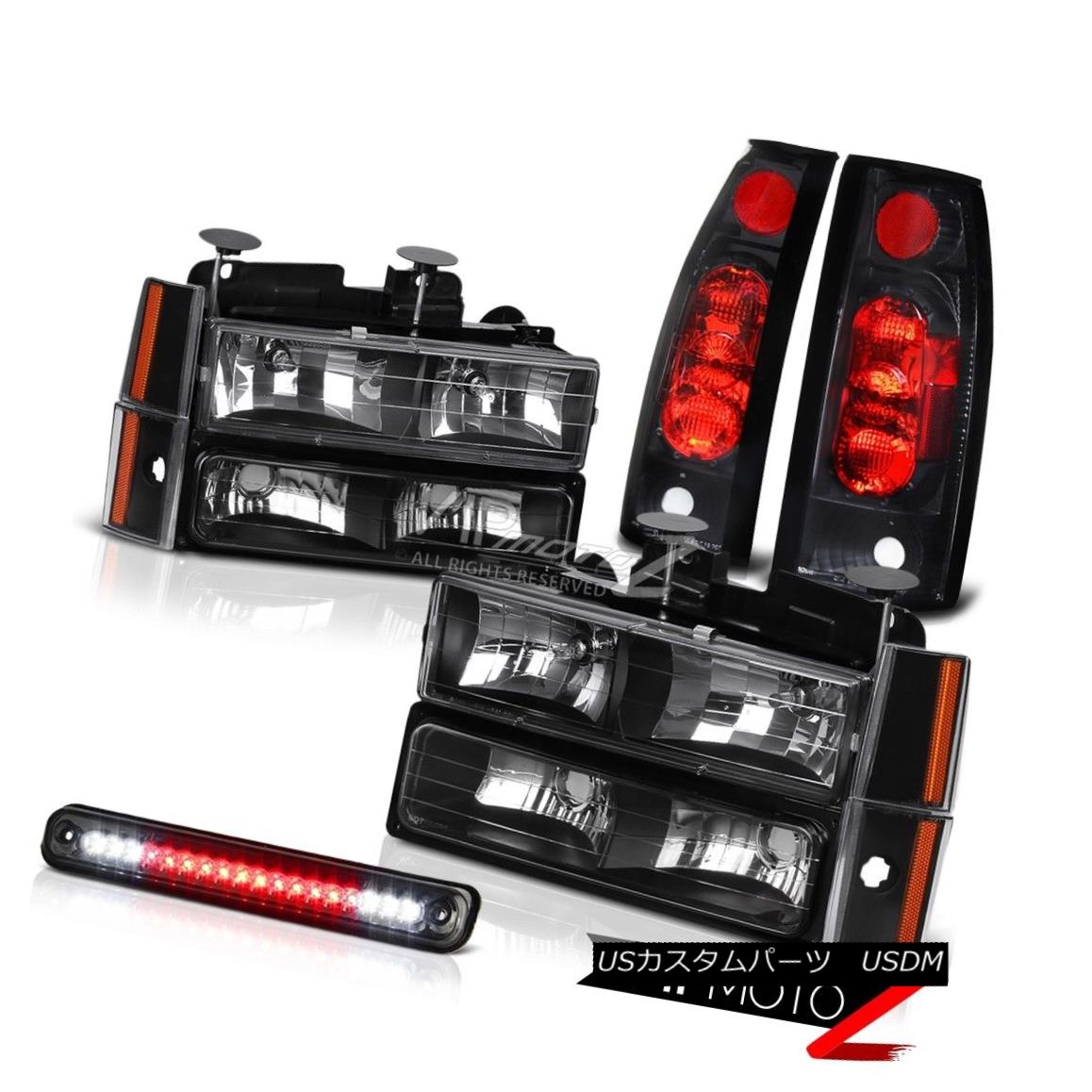 テールライト 88-93 Chevy C/K 1500 2500 3500 Black Front Headlight LED Tail Light Third Brake 88-93シボレーC / K 1500 2500 3500ブラックフロントヘッドライトLEDテールライト第3ブレーキ 【並行輸入品】