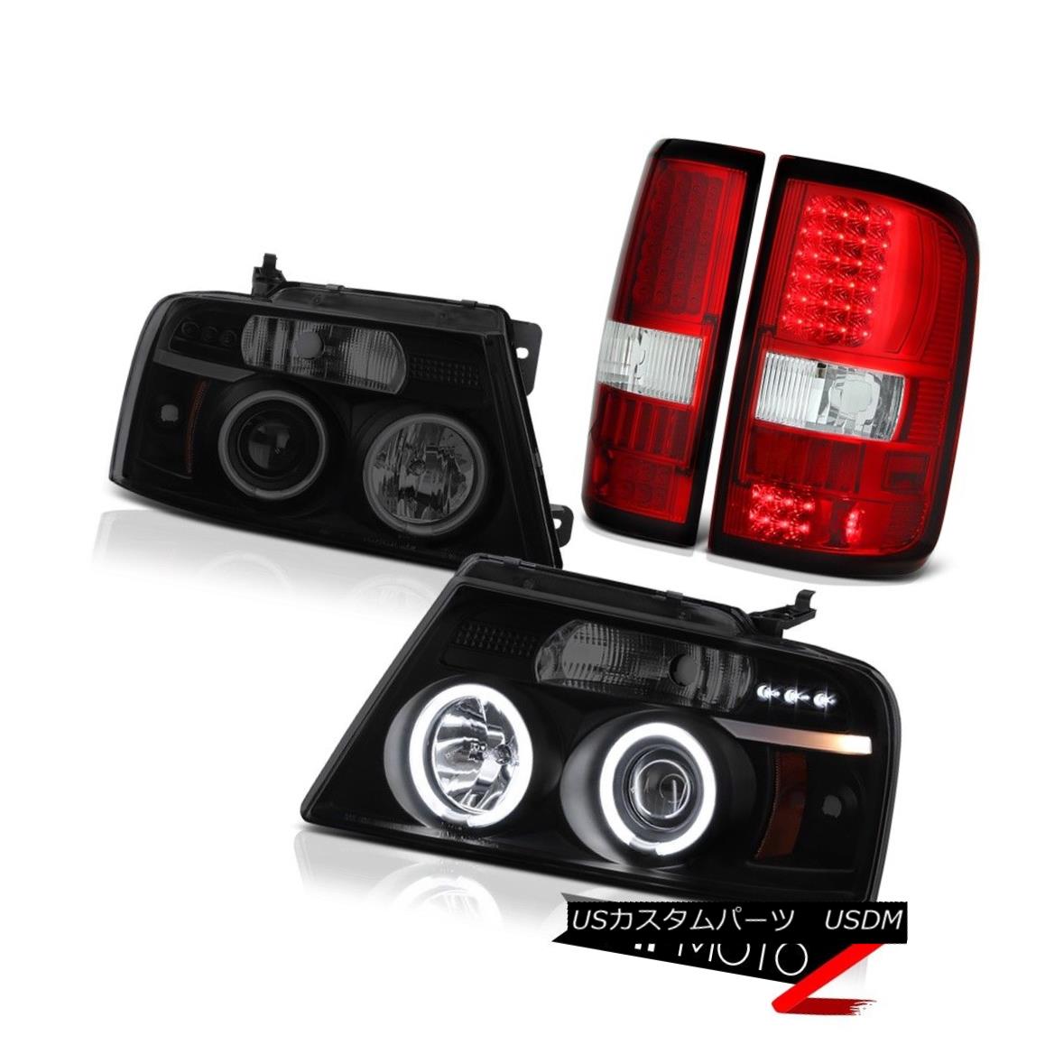 テールライト CCFL Smoke Black Angel Eye Headlights Lamp RED LED Tail Lights 2004-08 Ford F150 CCFLスモークブラックエンジェルアイヘッドライトランプRED LEDテールライト2004-08 Ford F150 【並行輸入品】