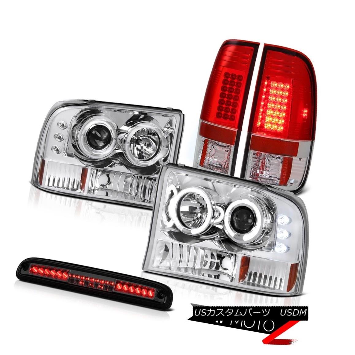 テールライト 1999-2004 Ford SuperDuty Headlights Halo DRL LED Red Tail Lamps High Stop Smoke 1999-2004 Ford SuperDutyヘッドライトHalo DRL LEDレッドテールランプHigh Stop Smoke 【並行輸入品】