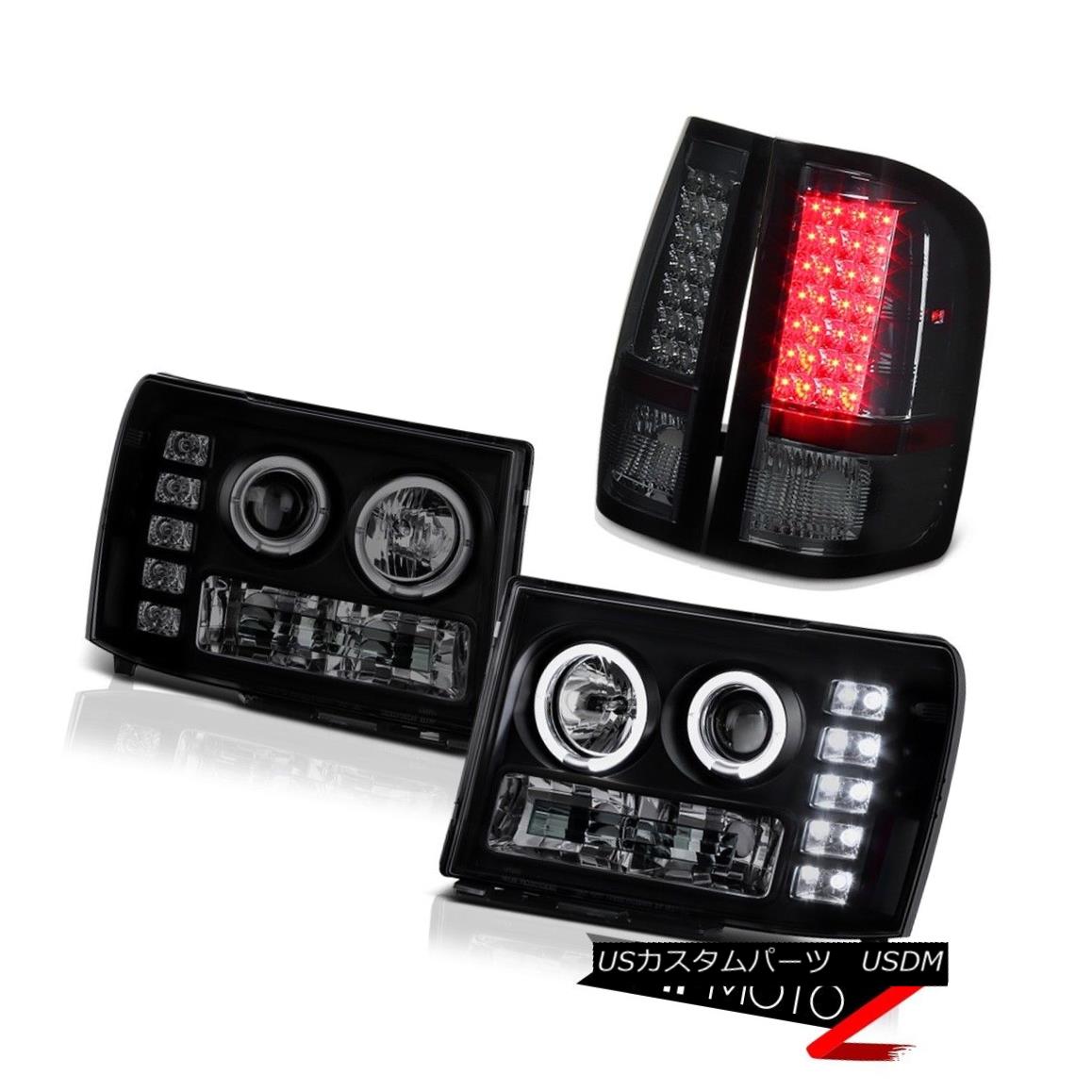 テールライト 08-14 GMC Sierra 3500 WT Darkest Black Halo LED Headlight Signal Brake Tail Lamp 08-14 GMC Sierra 3500 WT最暗ブラックハローLEDヘッドライト信号ブレーキテールランプ 【並行輸入品】 63,162円