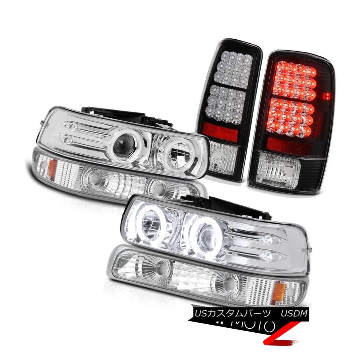 テールライト Bright CCFL Angel Eye Headlamps Euro Signal LED Black Rear Taillight 00-06 Tahoe 明るいCCFLエンジェルアイヘッドランプユーロ信号LEDブラックリアテールライト00-06タホ 【並行輸入品】