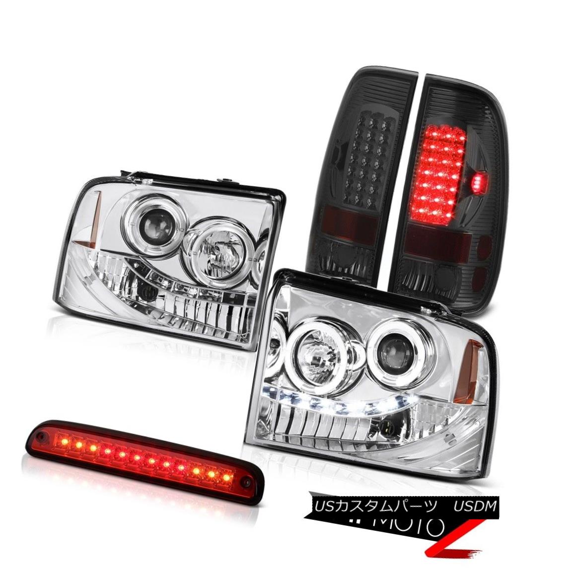 テールライト Euro Halo LED Headlights Dark Brake Tail Lights High Stop Red 05 06 07 F250 FX4 ユーロHalo LEDヘッドライトダークブレーキテールライトハイストップレッド05 06 07 F250 FX4 【並行輸入品】