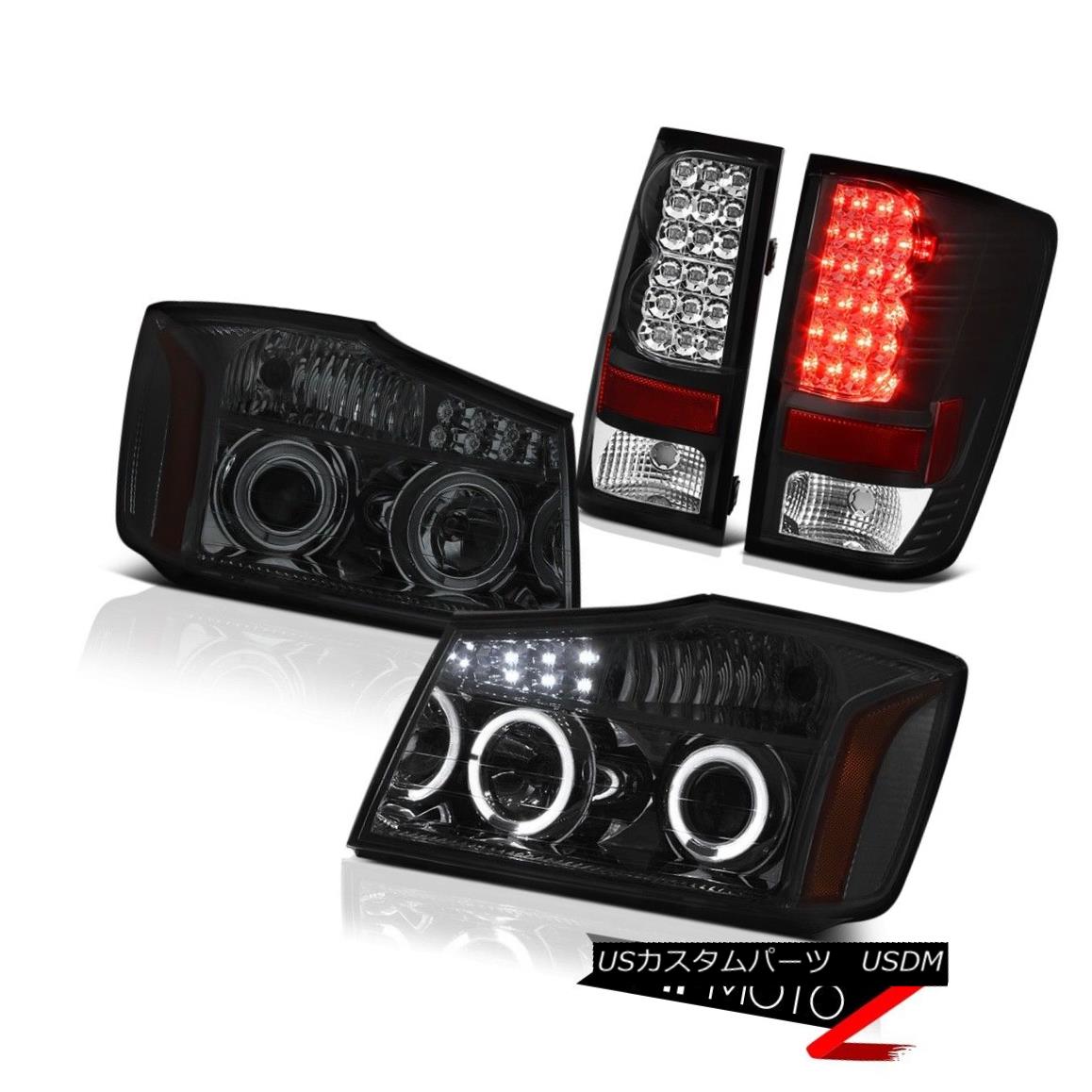 テールライト For 2004-2015 Titan Pro-4X Headlight Tail Lights Headlamp Halo Black Brake Light 2004年?2015年Titan Pro-4XヘッドライトテールライトヘッドランプHaloブラックブレーキライト 【並行輸入品】