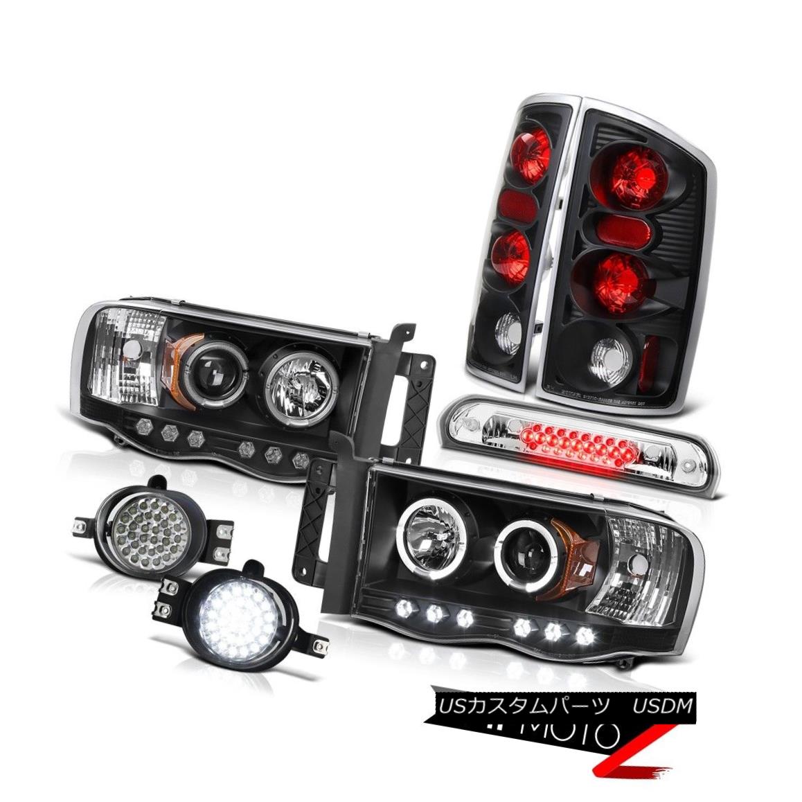 テールライト 02-05 Ram V6 Black Headlights Projector Rear Taillights LED Trim Fog Roof Stop 02-05ラムV6ブラックヘッドライトプロジェクターリアテールライトLEDトリムフォグ屋根停止 【並行輸入品】