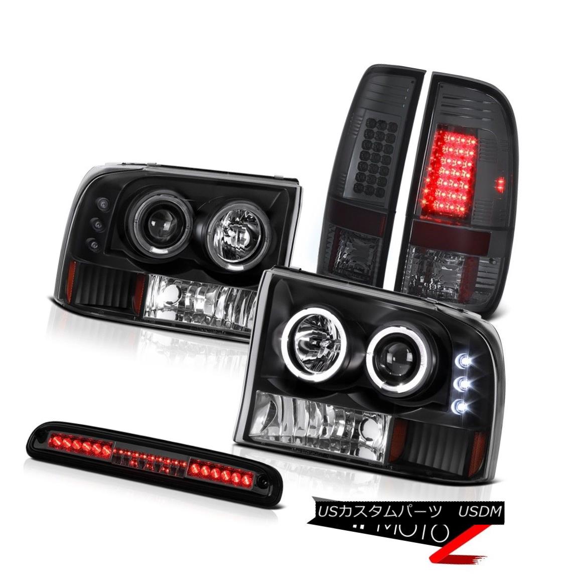 テールライト 99-04 F250 XLT Projector DRL Headlights Smoke LED Tail Lamps Third Brake Cargo 99-04 F250 XLTプロジェクターDRLヘッドライトスモークLEDテールランプ第3ブレーキカーゴ 【並行輸入品】