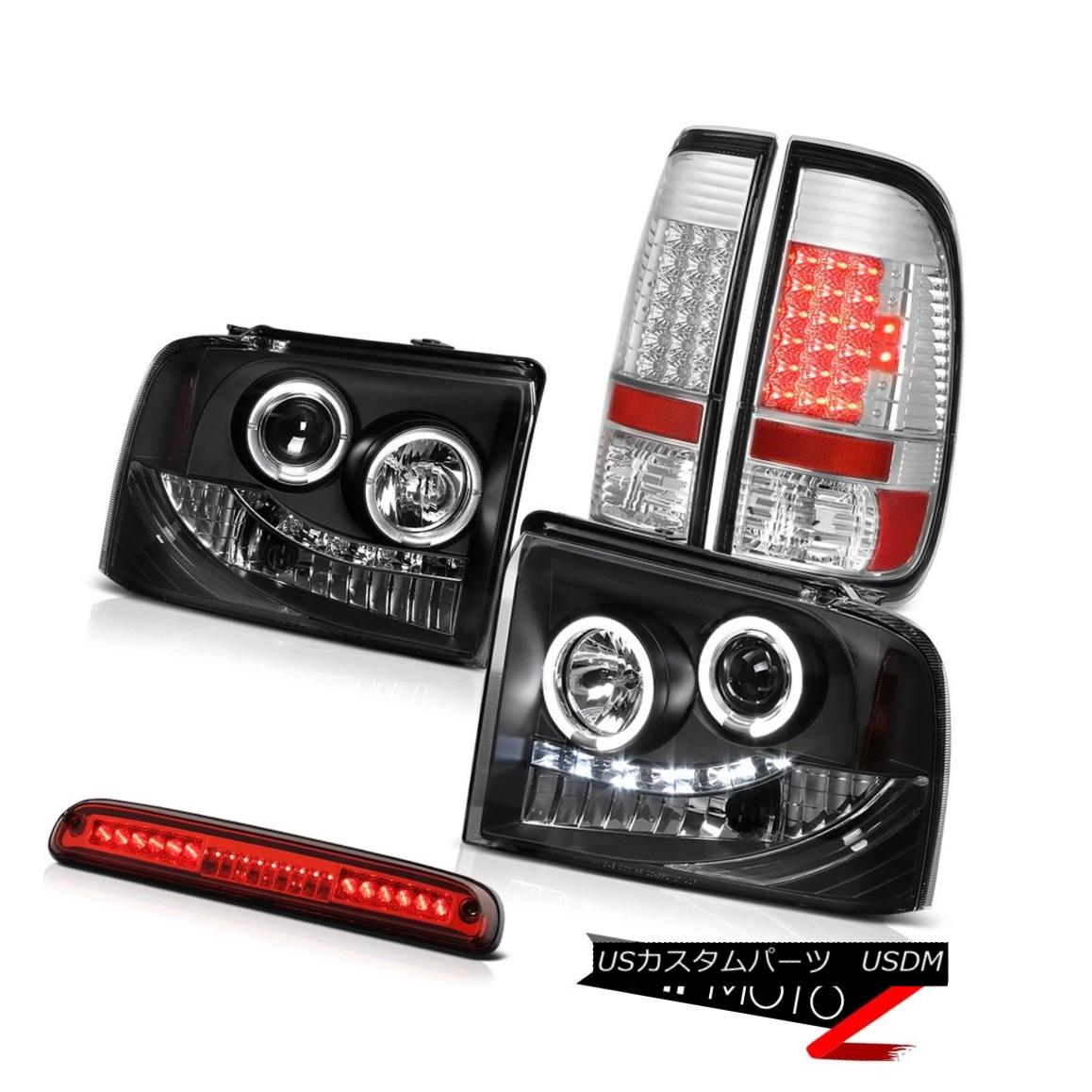 テールライト 05-07 F350 Turbo Diesel Black Halo DRL Headlights Euro LED Tail Lights Red Brake 05-07 F350ターボディーゼルブラックハローDRLヘッドライトユーロLEDテールライトレッドブレーキ 【並行輸入品】