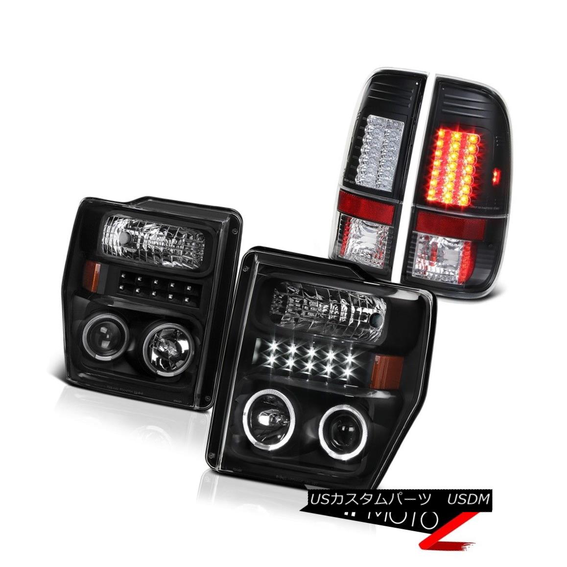 テールライト 2008-2010 Ford F250 F350 TurboDiesel XLT Black Halo LED Headlight LED Taillights 2008-2010フォードF250 F350ターボディーゼルXLTブラックハローLEDヘッドライトLEDテールライト 【並行輸入品】