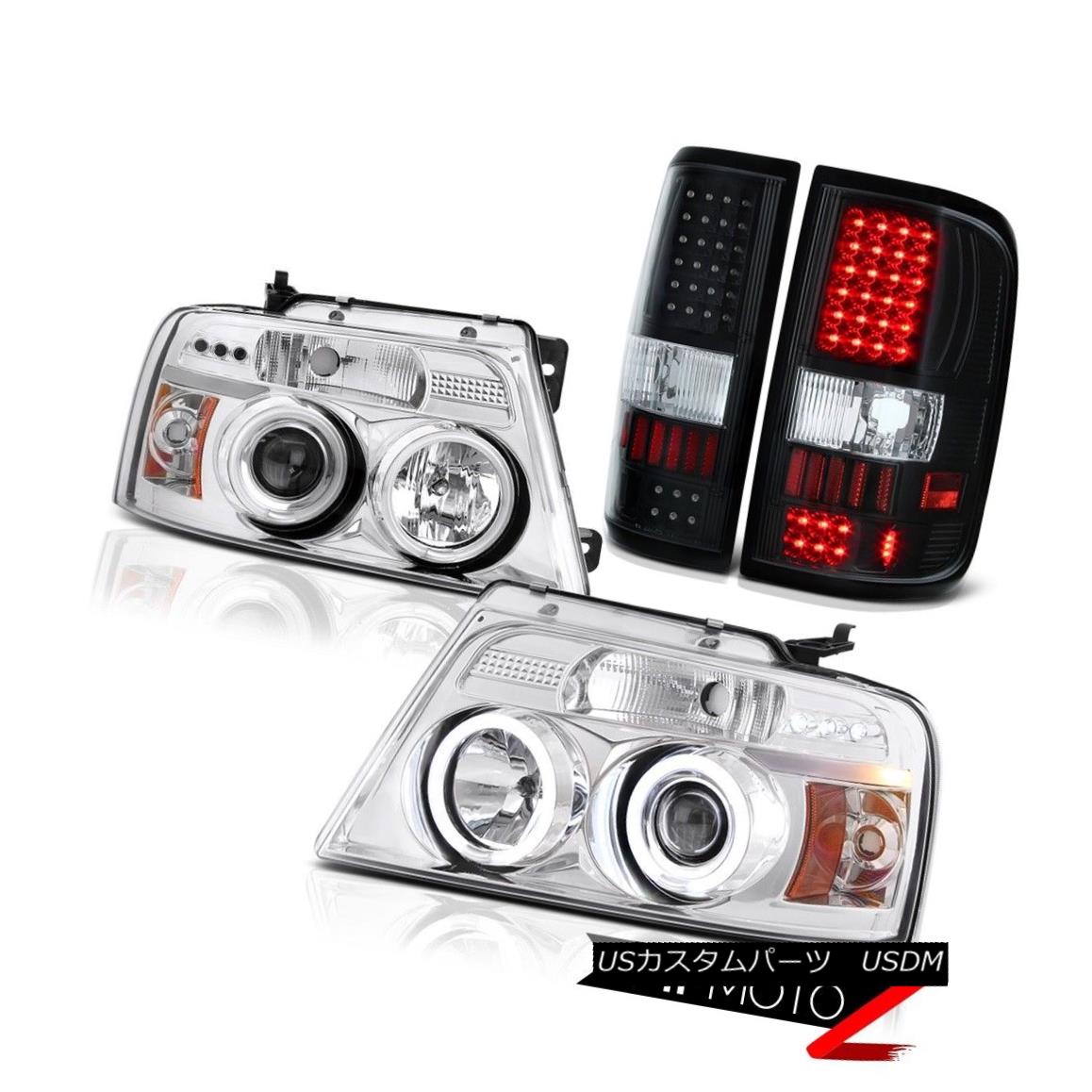 テールライト [CCFL HALO RING] Chrome Headlights LED Tail Light Black Red 2004-2008 Ford F150 [CCFLハローリング]クロームヘッドライトLEDテールライトブラックレッド2004-2008 Ford F150 【並行輸入品】