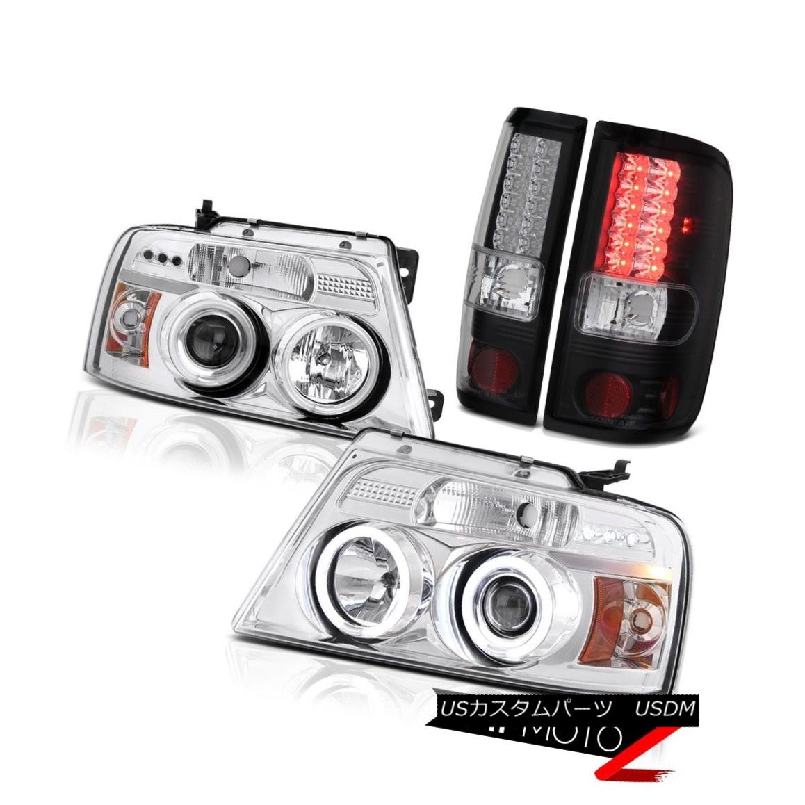 テールライト 04-08 F150 FORD CCFL Halo Ring Projector Headlights +BLACK LED Tail Lights Lamps 04-08 F150フォードCCFLハローリングプロジェクターヘッドライト+ BLACK LEDテールライトランプ 【並行輸入品】
