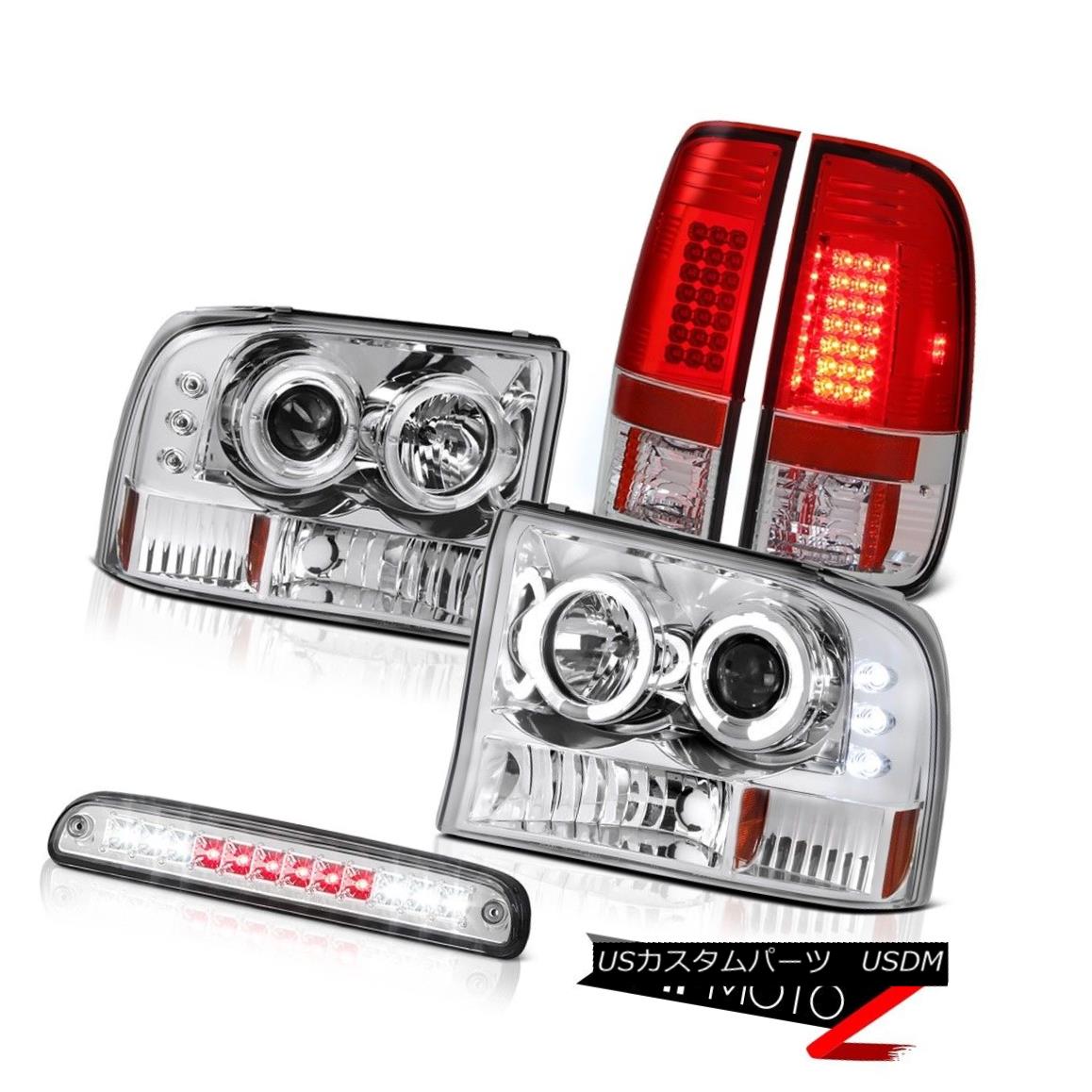 テールライト Clear Angel Eye Headlights High Brake Cargo LED LH+RH Lights 1999-2004 F350 King クリアエンジェルアイヘッドライトハイブレーキカーゴLED LH + RHライト1999-2004 F350キング 【並行輸入品】