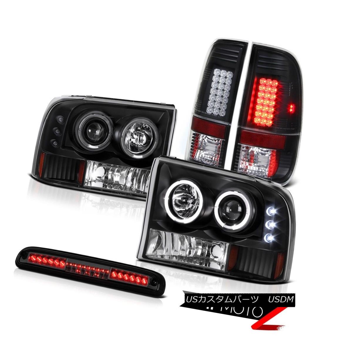 テールライト 99-04 F350 XLT Halo Projector Headlamps Black LED Tail Light Tinted 3rd Brake 99-04 F350 XLTハロープロジェクターヘッドランプブラックLEDテールライトテンパリング第3ブレーキ 【並行輸入品】