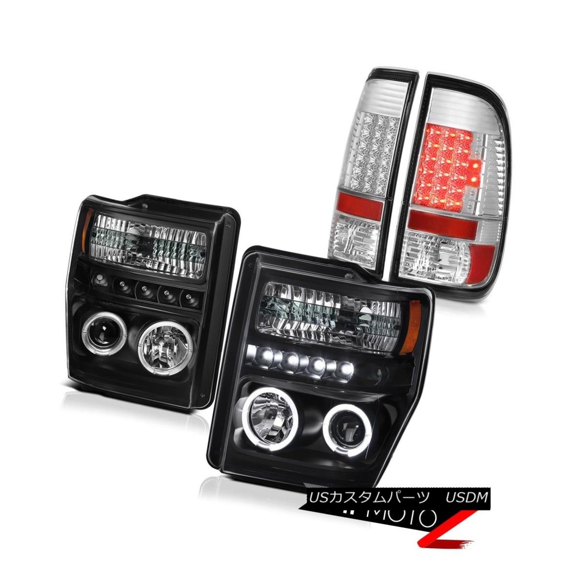 テールライト 2008-2010 F250 F350 HALO+DRL Projector Headlights Chrome LED Tail Lights Lamps 2008-2010 F250 F350ハロー+ DRLプロジェクターヘッドライトクロームLEDテールライトランプ 【並行輸入品】