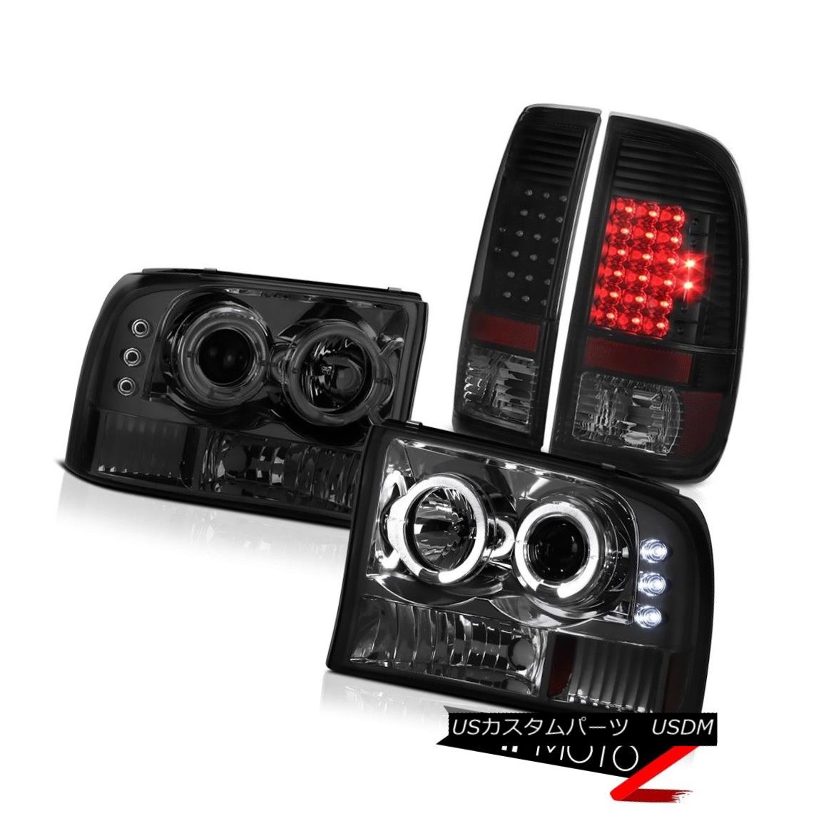 テールライト Angel Eye Headlamps Sinister Black LED Tail Lights 1999-2004 F350 Turbo Diesel エンジェルアイヘッドランプ不快な黒LEDテールライト1999-2004 F350ターボディーゼル 【並行輸入品】