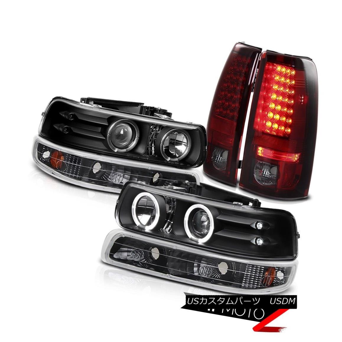 テールライト SMOKEY/RED LED Tail Lamp+Black Halo Projector Headlight Bumper 99-02 Silverado SMOKEY / RED LEDテールランプ+ブラックハロープロジェクターヘッドライトバンパー99-02 Silverado 【並行輸入品】