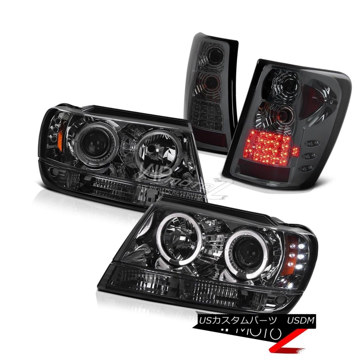 テールライト Smoke 1999-2004 Jeep Grand Cherokee LED Headlights + LED Tail Lights Combo Set スモーク1999-2004ジープグランドチェロキーヘッドライト+ LEDテールライトコンボセット 【並行輸入品】