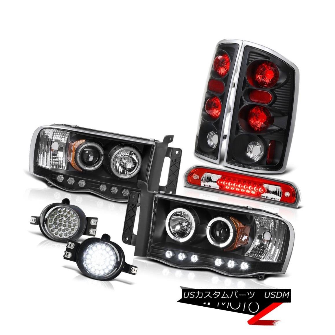 テールライト 02-05 Ram TurboDiesel Dual Halo Headlights Tail Brake Lamps LED Fog Kit Roof Red 02-05ラムターボディーゼルデュアルヘイローヘッドライトテールブレーキランプLEDフォグキットルーフレッド 【並行輸入品】