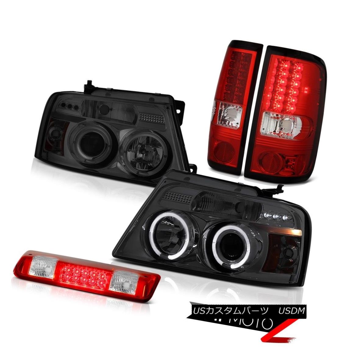 テールライト 2004-2008 Ford F150 XLT Red Roof Brake Light Headlights Rear Lamps LED Halo Ring 2004-2008フォードF150 XLTレッドルーフブレーキライトヘッドライトリアランプLEDハローリング 【並行輸入品】