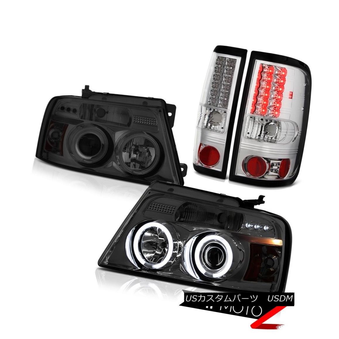 テールライト 04-08 Ford F150 STX Dark Smoke Headlights Tail Lamps CCFL Halo Ring CCFL Rim SMD 04-08 Ford F150 STXダークグレーヘッドライトテールランプCCFLハローリングCCFLリムSMD 【並行輸入品】