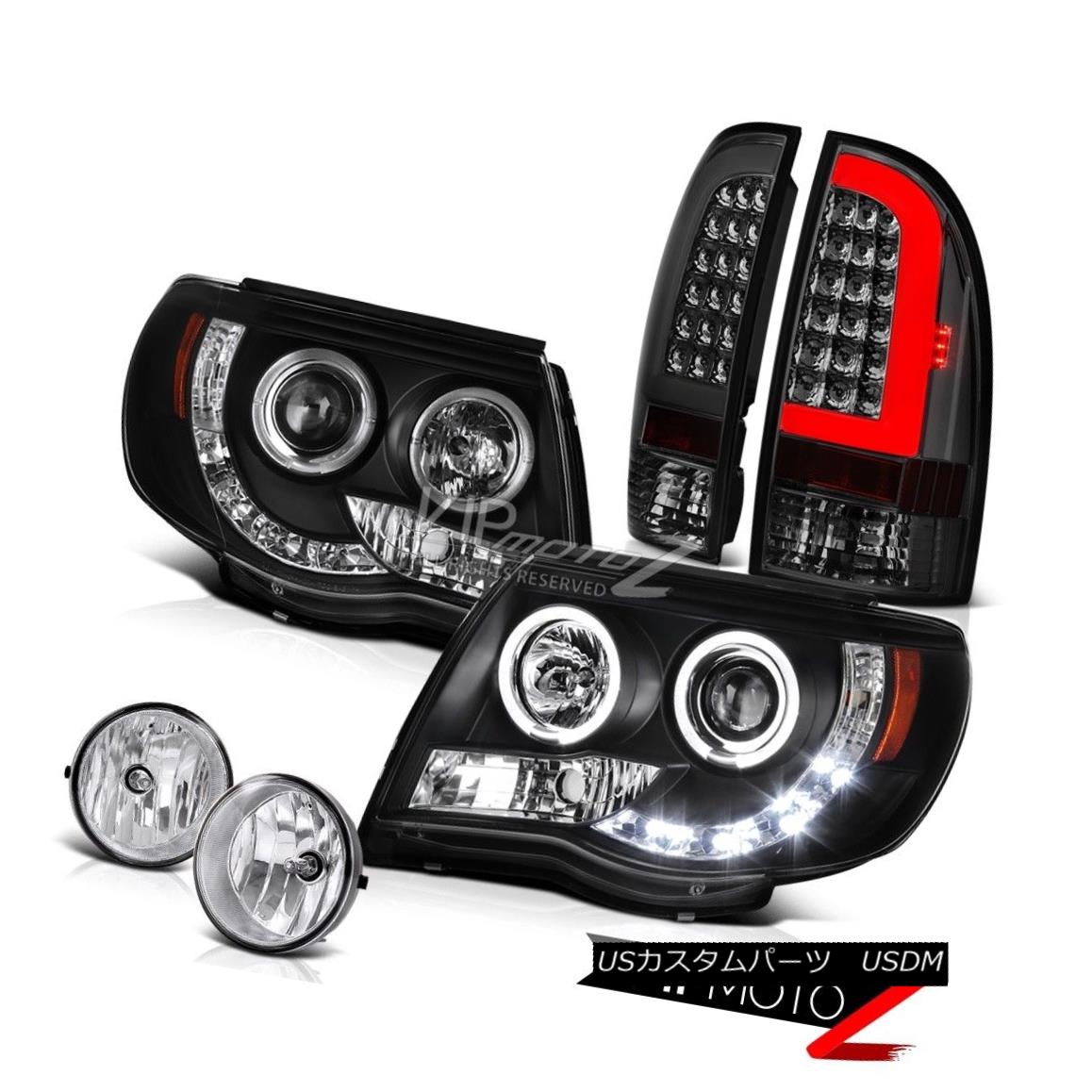 テールライト 2005-2011 Toyota Tacoma Smoked Fiber Optic Tail Black Head Lamps Euro Clear Fog 2005年から2011年トヨタタコマスモークファイバーオプティックテールブラックヘッドランプユーロクリアフォグ 【並行輸入品】