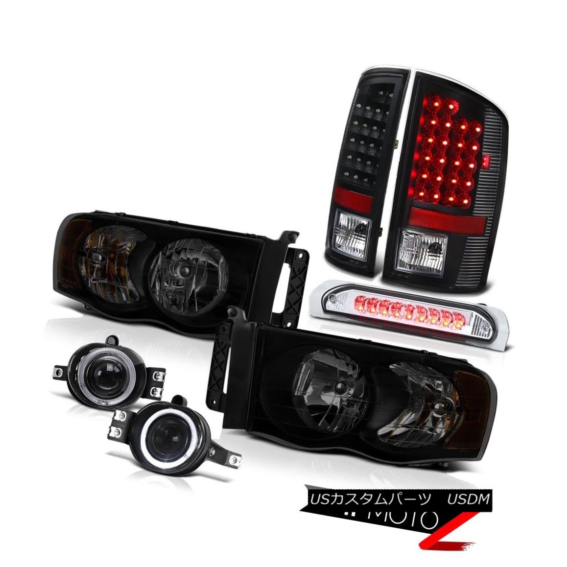 テールライト 2003-2005 Dodge Ram 2500 Ws Headlamps Foglamps 3RD Brake Light Black Tail Lights 2003-2005ダッジラム2500 Wsヘッドランプフォグランプ3RDブレーキライトブラックテールライト 【並行輸入品】