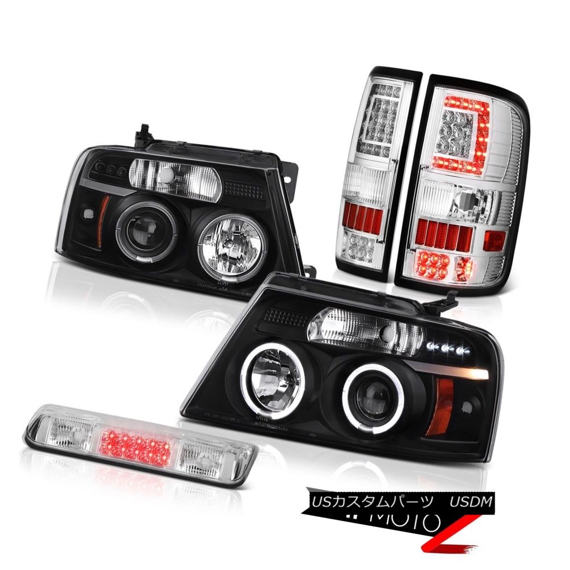 テールライト 04 05 06 07 08 Ford F150 Neon Tube Tail Lamps Led 3Rd Brake Black Head Set Pair 04 05 06 07 08フォードF150ネオンチューブテールランプ3Rdブレーキブラックヘッドセットペア 【並行輸入品】