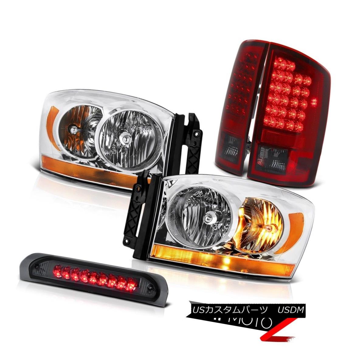 テールライト 2007-2009 Dodge Ram 3500 5.9L Chrome Headlights High Stop Lamp Rear Brake Lights 2007-2009 Dodge Ram 3500 5.9Lクロームヘッドライトハイストップランプリアブレーキライト 【並行輸入品】