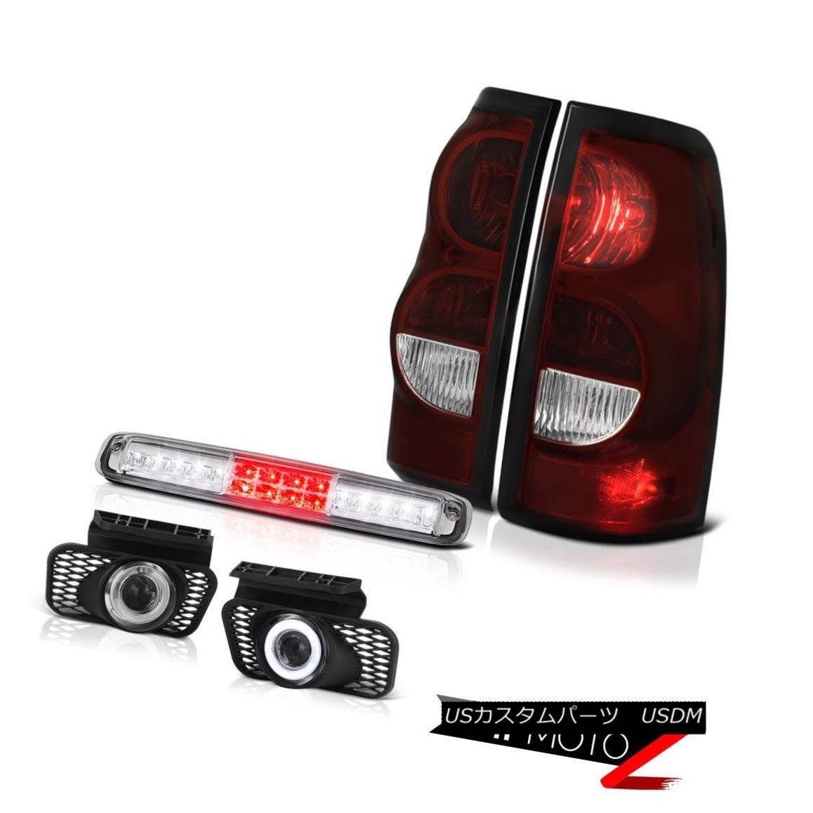 テールライト 03-06 Chevy Silverado Euro Chrome High Stop Light Fog Lamps Red Smoke Rear Brake 03-06 Chevy Silverado Euro Chromeハイストップライトフォグランプレッドスモークリアブレーキ 【並行輸入品】