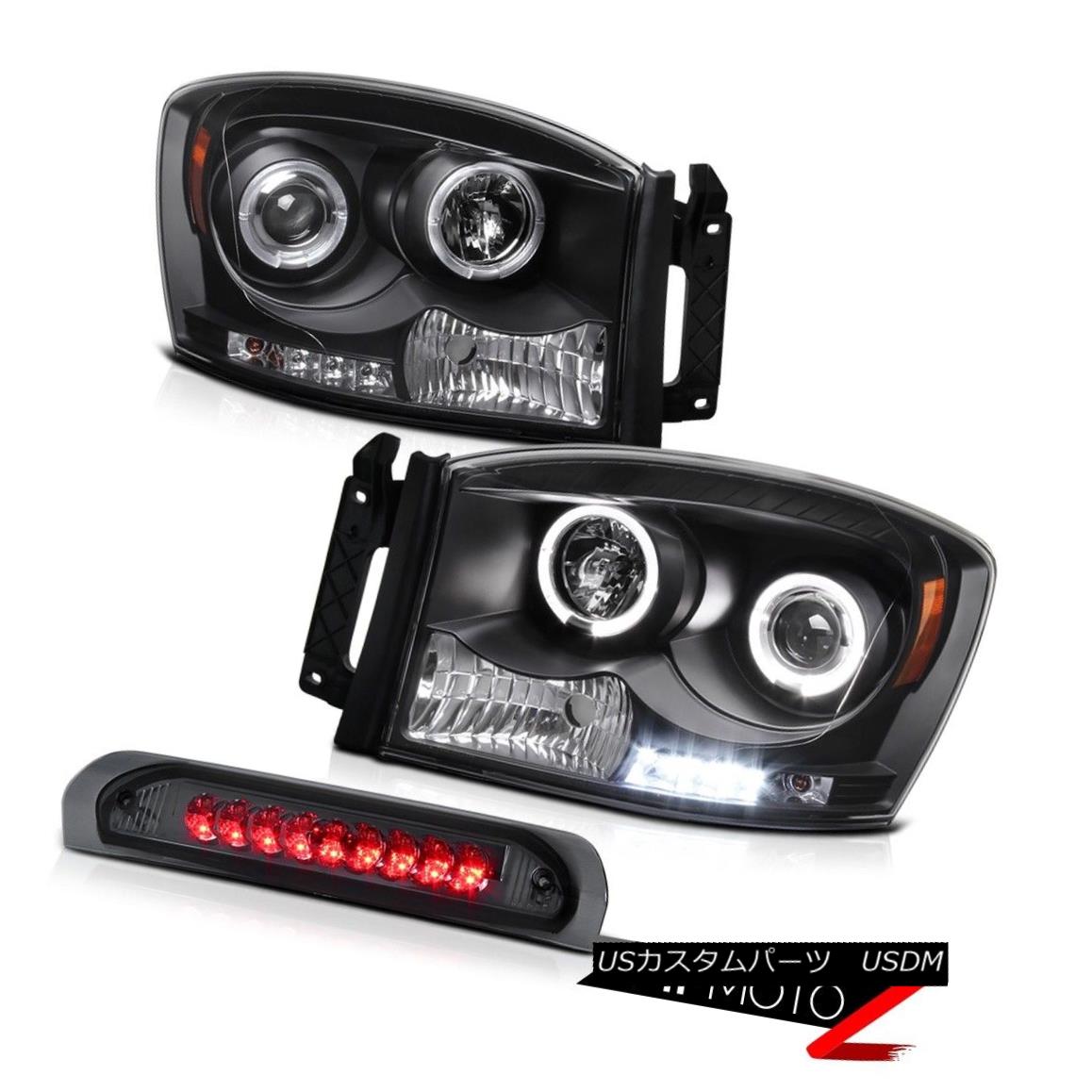 テールライト Dodge RAM 06-2008 L+R HaLo Projector Headlight+Smoke LED Third Brake Signal Lamp ドッジRAM 06-2008 L + Rハロープロジェクターヘッドライト+スモーク e LED第3ブレーキ信号ランプ 【並行輸入品】